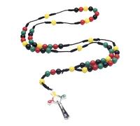 Kaeltsyn Catholic Prayer Colorful Beads Necklace with Crosses Pendant for Religious Gatherings Braided Rope Rosary Fashionable Worship