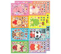 Kaeltsyn Children Puzzle Sticker Set Cartoon Animal Make a Face Assemble Stickers Children Creative Play Holiday Decorations Face Stickers