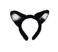 Kaeltsyn Creative Black Ears Headband Plush Soft Comfortable Furry Lightweight for Cosplay Party Festival with Tail Set Fun Costume