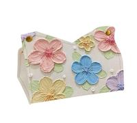 Kaeltsyn Decorative Leather Tissue Box Cover Featuring Bright Oil Painting Flowers Design Practical Holder Box