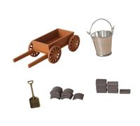 Kaeltsyn Detailed Miniature Building Trolley Model Figure with Bricks for 1/12 Doll House Decoration and Scene Display Furniture Doll House Construction Trolley