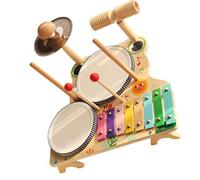 Kaeltsyn Educational Drum Collection for Children Featuring 4 Instruments to Build Musical Skills Portable Kids Xylophone Drum