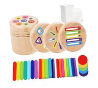 Kaeltsyn Educational Wooden Geometric Shape Color Sorting Box Toy for Children Fine Motor Skills Development Activity Stick Geometric Shape Sorting Toy for Color Recognition Activity