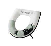 Kaeltsyn Flannel Cat-Themed Toilet Seat Pad Thick Winter Protector Soft Bathroom Mat Quick Setup Family-Friendly Decor Cats Pattern Toilet Seat Protector