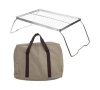 Kaeltsyn Folding Barbecue Table Stainless Steels Grilling Table with Legs Camping Tables Foldable Camping Equipment Stove Rack Folding Cookware Base Stove Brackets