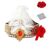 Kaeltsyn Handcrafts Dance Cap with Shimmering Rhinestones and Exotic Feathered for Theatrical Event and Parades Gathering Ethnic Dance Event Hat