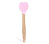 Kaeltsyn Heart-shaped Wood Handle Silicone Spoon Household Kitchen Cooking Spoon Heat Insulation Wood Handle Anti-hot Spoons Heart Silicone Spatula
