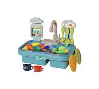 Kaeltsyn Kitchen Sink Play Set with Running Water Pretend Playset Toy for Boys and Girls Kitchen Role Play Dishwasher Toy