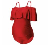 Kaeltsyn Maternity Pieces Swimwear Printed Suspender Swimsuits Pregnancy Bathing Suits Ruffle Swimwear Maternity Bikinis Sets for Women