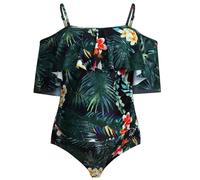 Kaeltsyn Maternity Pieces Swimwear Printed Suspender Swimsuits Pregnancy Bathing Suits Ruffle Swimwear Maternity Bikinis Sets for Women