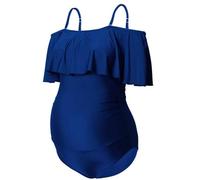 Kaeltsyn Maternity Pieces Swimwear Printed Suspender Swimsuits Pregnancy Bathing Suits Ruffle Swimwear Maternity Bikinis Sets for Women