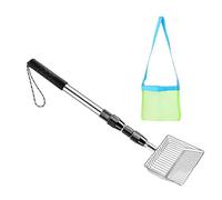 Kaeltsyn Metal Tooth Sifter with Seashells Bags Retractable Long Handle Sand Dippers Shovel Tool Metal Tooth Sifter Dipper Sand Dippers Shovel Tool