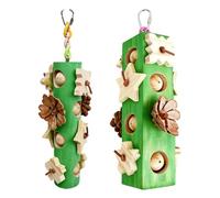 Kaeltsyn Natural Wood Parrots Chew Toy for Small to Large Birds Pinecone Design Beak Trimming and Mental Stimulation Cage 2PCS Bird Chew