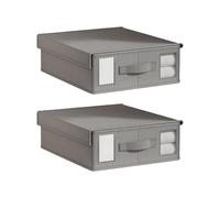 Kaeltsyn Nonwoven Fabric Bedding Organiser with Dustproof Cover and Clear View Window Spacious Interior Bed Sheet Storage Box Sheet Organiser with Lid