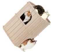 Kaeltsyn Pet House Double Deck Structure Separate Hiding Space Observation Platform Year Round for Timid Cats Bed