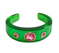 Kaeltsyn Resin Diamonds Studded Round Open Cuff Adjustable Rhinestones Wristband Accessory Resin Jewelry