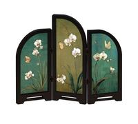 Kaeltsyn Retro Minis Folding Screen 3 Panel Divider Miniature Desktop for Home Decorations Feng Shui Ornament Oriental Gift Decorative Table