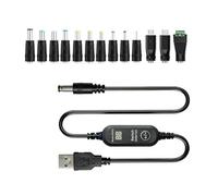 Kaeltsyn Selectable Output Plug USB Converter Cable, With 13 adapters | USB-a Input and Direct-Current Output Plug, Inline Digital Display, Selectable Conversion for Low-Voltage Device