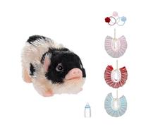 Kaeltsyn Simulation Piggy Reborns Doll Soft Squeeze Animal Figure Set with Nursing Bottle Lace Apron for Kids Role Playing Game Kids Pretend Play Animal Doll