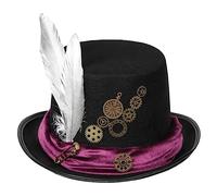 Kaeltsyn Steampunk Top Hat, Wool Felt Victorian Hat with Gears, Black M | Unisex Flat Top Hat, Gothics Hippies Cap, Size, ConcertTour Dressing, Halloween Party Props, Cosplay