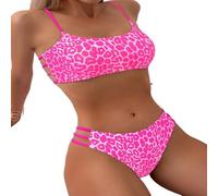 Kaeltsyn Trend Animal Print Swimwear Breathable Polyester Fabric Adjustable Beachwear Party Essential Two Piece Set Animal Print Swimwear Set