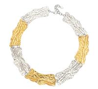 Kaeltsyn Unique Asymmetrical Chokers Necklace in Steel Composite Materials with Baroques Pearls for Daily Wear and Social Event Stratified Electroplated Collar