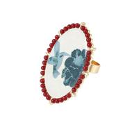Kaeltsyn Unique Handcrafted Resin and Alloy Rings Exquisite Floral Bird Designs Accessory Great for Layering and Stacking Statement Bird Pattern Hoop
