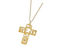 Kaeltsyn Unique Hollow Wizard Crosses Necklace in Stainless Steel Offering Dateless Vintage Appeals for Fashion Forward Individuals Wizard Crosses Pendant