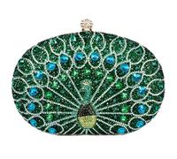 Kaeltsyn Unique Peacocks Themed Rhinestones Evening Bag for Women Shoulder Crossbody Purse for Elegant Dinners Party Cocktail
