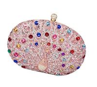 Kaeltsyn Unique Peacocks Themed Rhinestones Evening Bag for Women Shoulder Crossbody Purse for Elegant Dinners Party Cocktail
