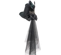 Kaeltsyn Unisex Top Hat with Gear Feather for Industrial Age, Black | Headwear with Rose Chain for Industrial Age Party Costume Cosplay Birthday Gift Unisex