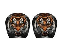 Kaeltsyn Universally Soft Polyester Headrest Protectors Hilarious Tigers Print Designs Decoration for Cars SUVs and Vehicles Funny Car Decor