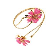 Kaeltsyn Vintage Floral Adjustable Arm Cuff Handcrafted with Drip Oil Techniques for Fashion and Holiday Accessories Vintage Coating Flower