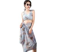 Kaeltsyn Women Floral Printed Swimsuit Ladies Three Pieces Bathing Suit Bikinis Set with Cover Up for Beachwear