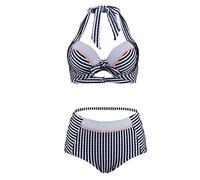 Kaeltsyn Women Stripe Bathing Suits Pro-skin 2Pcs Low Waist Swimsuits Adjustable Strape for Swimming Wading Sport Vacation for Women Two Piece Stripe Swimwear for Beach