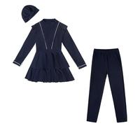 Kaeltsyn Womens Muslims Swimsuits 3Pieces Full Cover Burkinis Arabic Modest Swimwear Sunsuit Beachwear Top Pants Costume Women Modest Swimwear