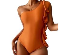 Kaeltsyn Womens Swimsuits Shoulder Swimwear Asymmetric Ruffle Monokinis Bathing Suits Piece Bathing Suits for Women Girls Tummy-control and Breast with Skirt/shorts