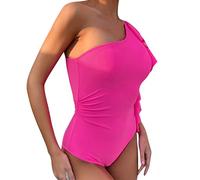 Kaeltsyn Womens Swimsuits Shoulder Swimwear Asymmetric Ruffle Monokinis Bathing Suits Piece Bathing Suits for Women Girls Tummy-control and Breast with Skirt/shorts