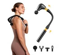 KAELUX G4D Fascia Gun with Detachable U-Shape Long Handle, 10mm Deep Tissue Percussion, Brushless Motor, Up to 2800 RPM, Type-C Fast Charging, Includes 4 Massage Heads for Back Neck Shoulder Relief