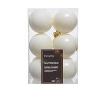 Kaemingk 12 Wool White Assorted Shatterproof Christmas Tree Baubles