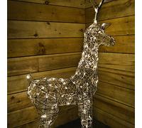 Kaemingk 135cm (53") Grey Outdoor Standing Wicker Reindeer Decoration with LED Lights, JNS_465231