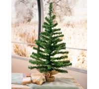Kaemingk 2 X 60Cm Artificial Tabletop Christmas Tree In Natural Jute Bag Compact Xmas Tree