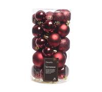 Kaemingk 30 Luxury Shatterproof Christmas Baubles Decoration - Oxblood Red by Decoris, ONE SIZE, JNS_436041