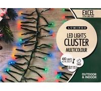 Kaemingk 480 LED Cluster Indoor Outdoor Multi-Action Christmas Tree Lights MULTI