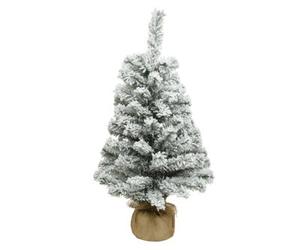 Kaemingk 75Cm Small Snowy Table Christmas Tree Natural Jute Bag Artificial Tree