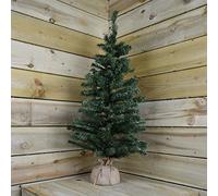 Kaemingk 90cm (3ft) Mini Plain Green Christmas Tree in a Jute Bag
