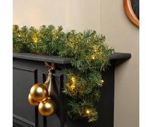 Kaemingk Battery Imperial Pine Christmas Garland - Warm White Lights - 270Cm X 25Cm