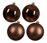 Kaemingk Christmas Baubles Plastic 10 cm x 4 Pieces Shatterproof - Espresso, Leather, Chocolate, Chestnut Brown, Copper, Cinnamon