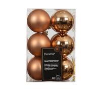 Kaemingk Christmas Baubles Plastic 6 cm Pack of 12 - Classic & Shatterproof - Christmas Tree Baubles for Christmas - Christmas Tree Decorations & Christmas Tree Decorations - Brandy