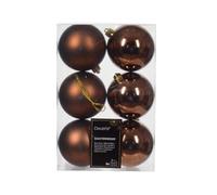 Kaemingk Christmas Baubles Plastic 8 cm x 6 Pieces Christmas Tree Baubles Set Shatterproof Espresso Brown Leather Brown Chocolate Brown Chestnut Brown Copper Brown Cinnamon